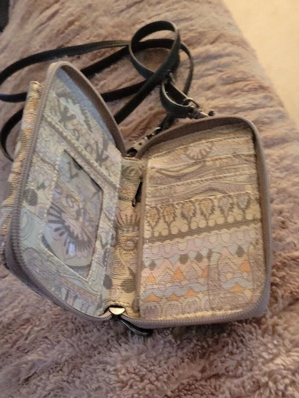 Sakroots  Crossbody Phone Wallet with Black Strap